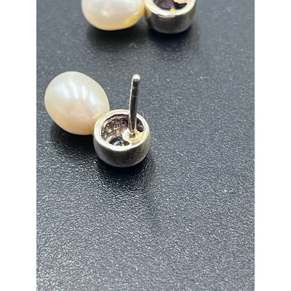 Signed Designer 925 Sterling Silver Round Blue Topaz Drop Pierced Earrings - Picture 11 of 11